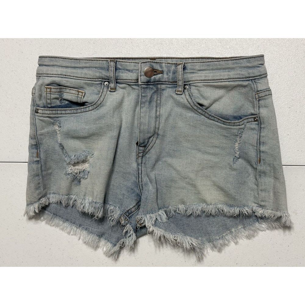 H&M Light wash Distressed Denim High Rise Cut Off Blue‎ Jean Booty Shorts Sz 6